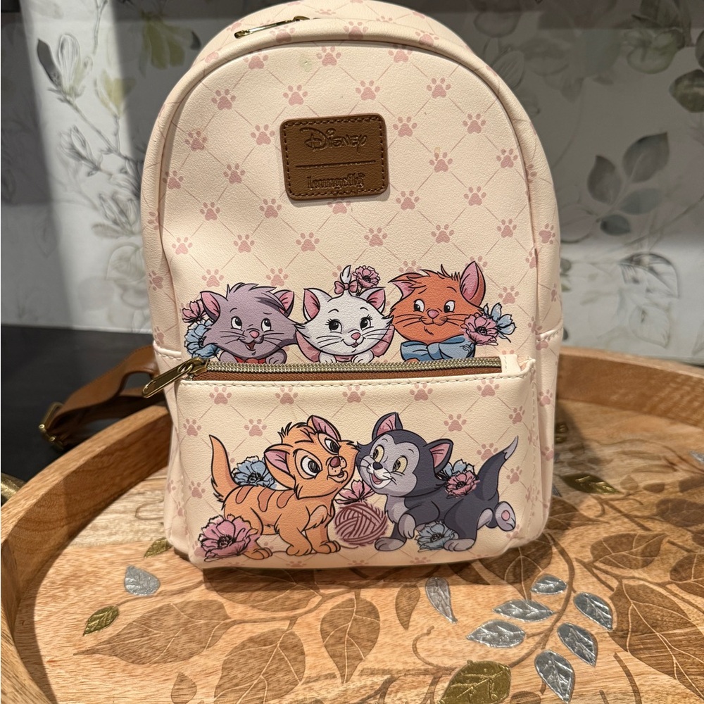 Loungefly Disney Cats Mini Backpack Floral Aristocats Figaro Oliver Marie HTF